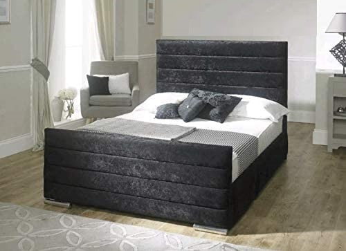 Luxury Capri Bed Frame in Crushed Velvet Fabric and  in Soft Plush Fabric