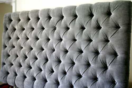 Colchester Matching Buttons Bed Headboard in Linen & Chenille Fabric